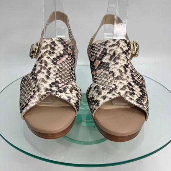 Cole Haan Philomina Sandal 8 B Leather Wedge Python Print - Picture 3 of 9